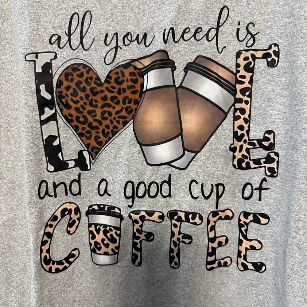 Love and Coffee Graphic‎ T-Shirt 1X NWOT
